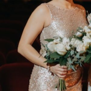 Adrianna Papell Sequin Halter Dress with Cowl Back